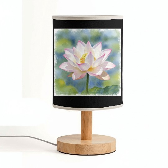 Serene Water Lily Floral Print Fabric Lamps