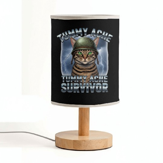 Funny Brave Cat Tummy Ache Survivor Meme Art Fabric Lamps
