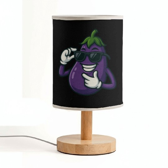 Cool eggplant vegetable design with sunglasses car Fabric Lamps