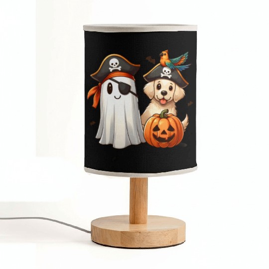 Pirate Pup and Ghostly Pumpkin Halloween Design Fabric Lamps