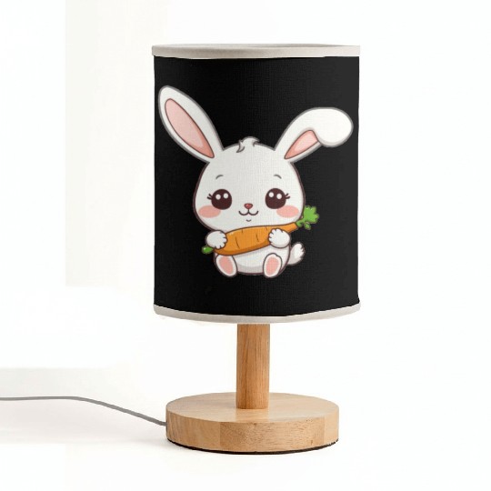 Cute Bunny with Carrot Illustration Fabric Lamps