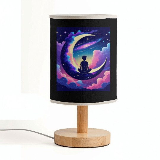 Cosmic Dreamer Moon and Galaxy Scene Fabric Lamps