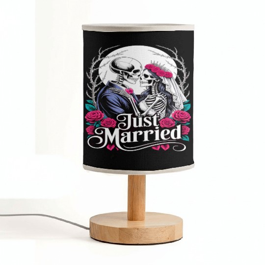Gothic Just Married Skeletons Bride and Groom Fabric Lamps