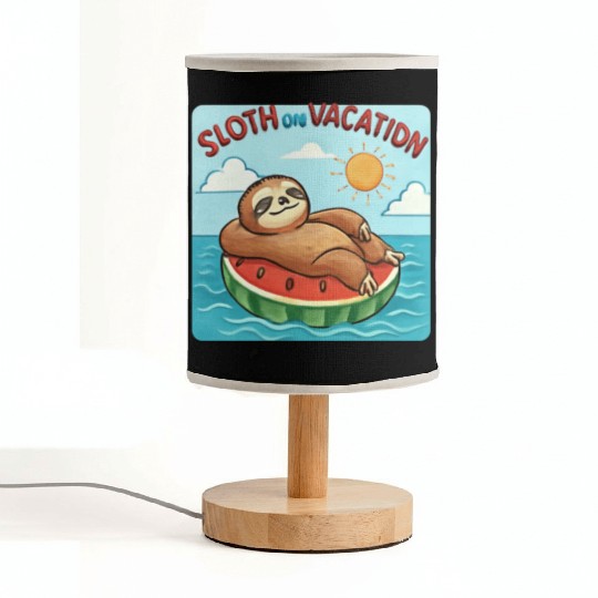 Sloth on Vacation – Watermelon Pool Float Fabric Lamps