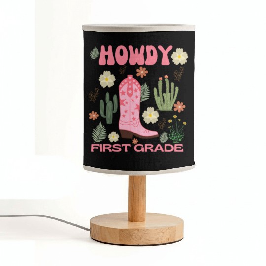 Howdy First Grade Kids Fabric Lamps, Cowgirl First Day