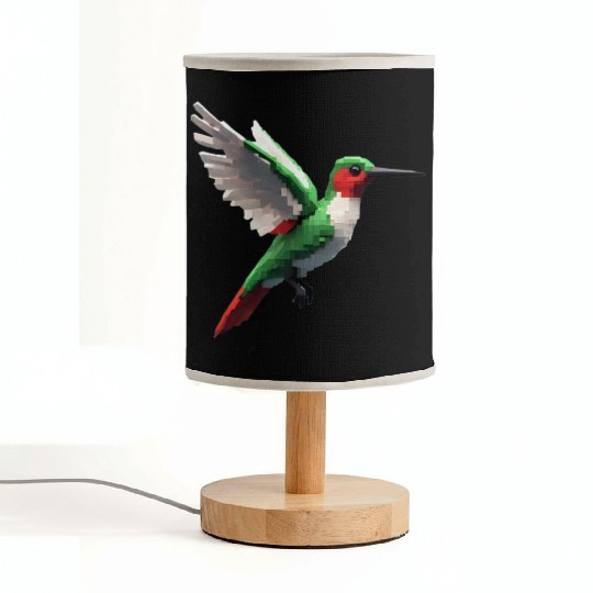 Pixelated Red & Green hummingbird Fabric Lamps