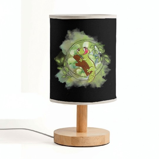 Whimsical Frog on Branch Illustration Fabric Lamps