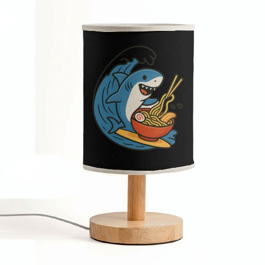 Playful Shark Enjoying Ramen Fabric Lamps