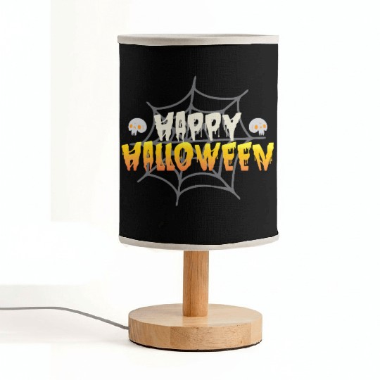 Happy Halloween with Spiderweb and Skulls Fabric Lamps