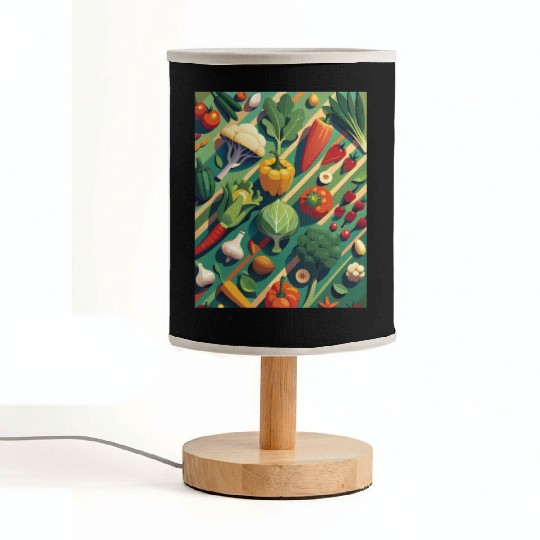 Vibrant Vegetable Garden Illustration Fabric Lamps