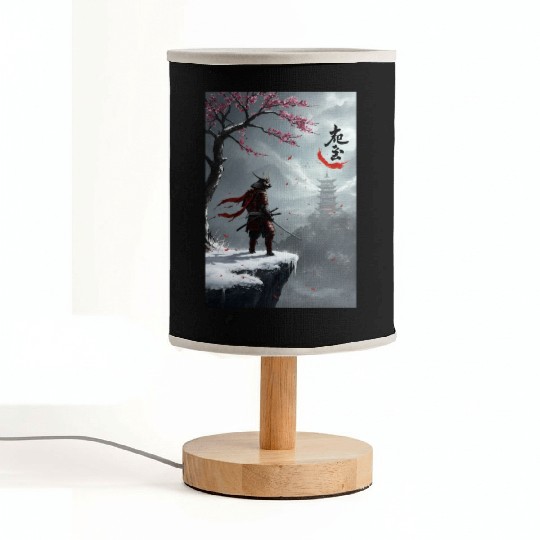 Samurai Warrior Under Cherry Blossom Tree Fabric Lamps