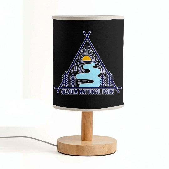 Acadia National Park Camping Scene Fabric Lamps