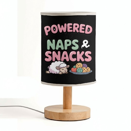 Powered by Naps and Snacks Illustration Fabric Lamps