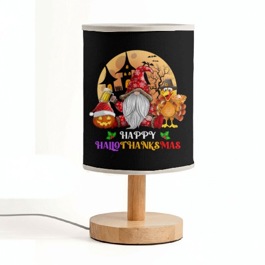 Happy Hallothanksmas Halloween Thanksgiving Xmas Fabric Lamps