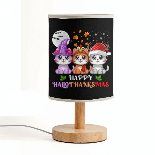 Happy HalloThanksMas Cute Cats Lover Fabric Lamps