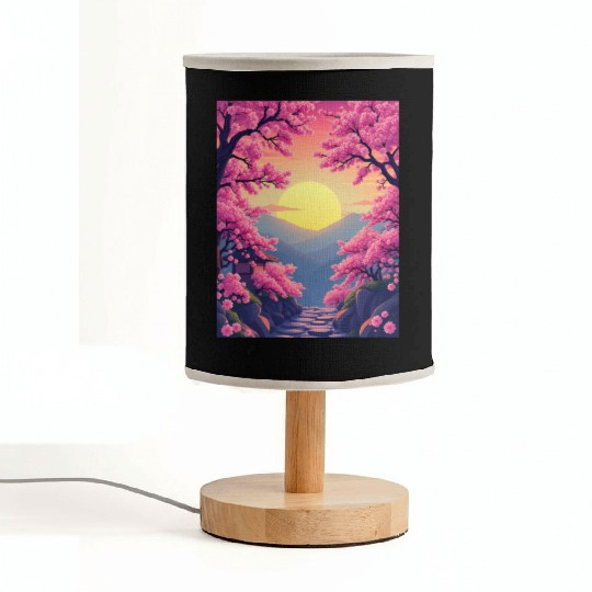 Cherry Blossom Sunset Path Fabric Lamps