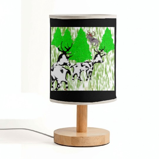 Whimsical Forest Moose with Reindeer Fabric Lamps