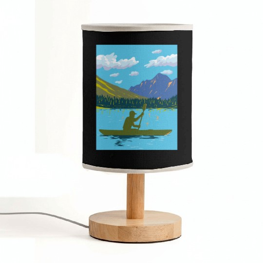 Kayak in Lake Josephine Glacier National Park WPA Fabric Lamps