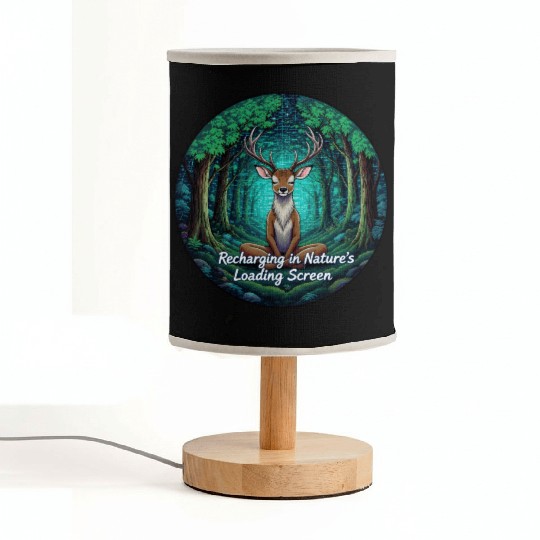 Enchanted Forest Deer Meditation Design Fabric Lamps