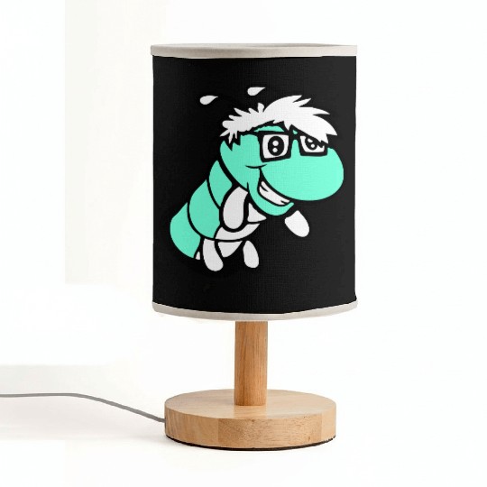 Nerd caterpillar peeks through hole Geek worm cool Fabric Lamps