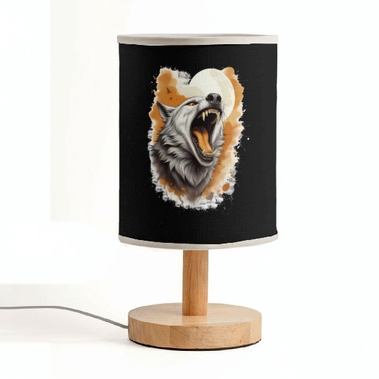 Howling Wolf Under Full Moon Fabric Lamps