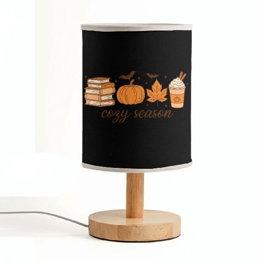 Cozy Season Pumpkin Latte Halloween Books & Leaves Fabric Lamps