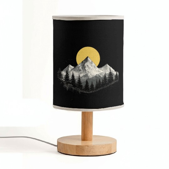 Mountain Silhouette with Full Moon Fabric Lamps