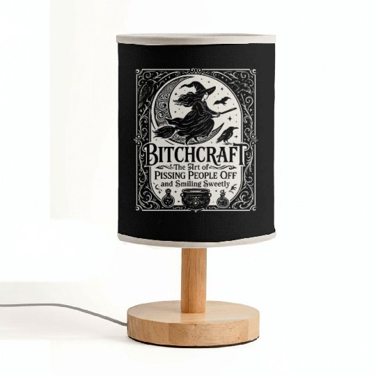Witch Flying on Broomstick with Crows Fabric Lamps
