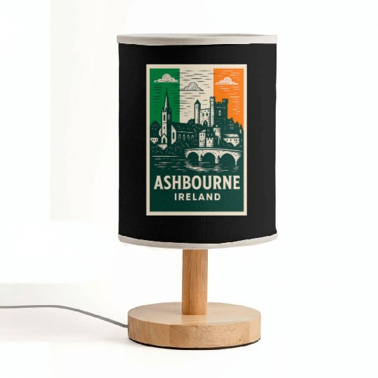 Irish Villagescape with Castle and Church Fabric Lamps