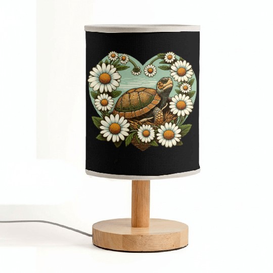 Turtle surrounded by Daisy Heart Design Fabric Lamps