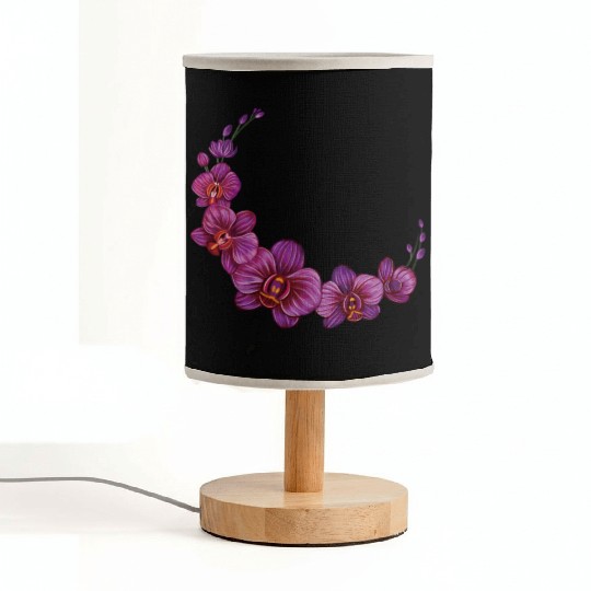 Violet Moon Orchid Flower branch illustration Fabric Lamps