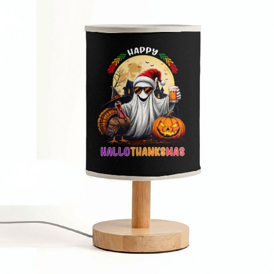 Happy Hallothanksmas Halloween Thanksgiving Xmas Fabric Lamps