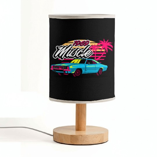 Retro 1969 Muscle Car Sunset Design Fabric Lamps