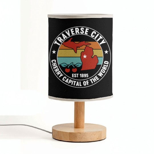 Traverse City Michigan Retro Cherry Capital Fabric Lamps