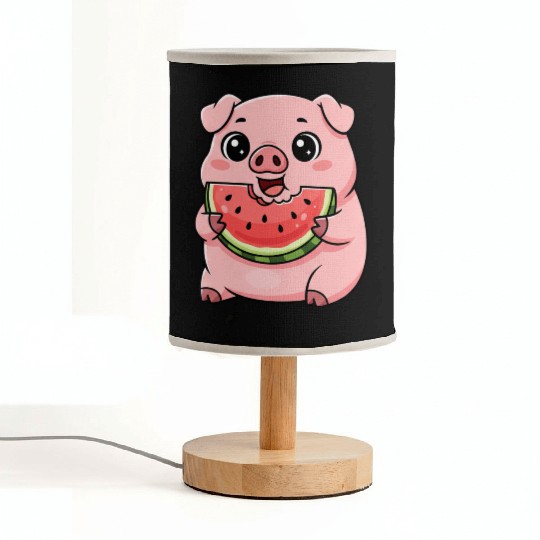 Sweet pig watermelon summer fruit vacation farm Fabric Lamps