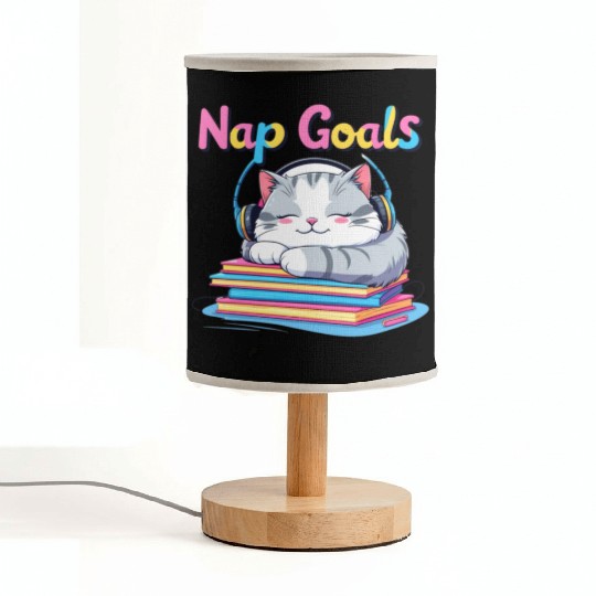Cute Cat Nap Goals Design Fabric Lamps
