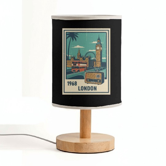 Vintage London 1968 Retro Travel Poster Fabric Lamps