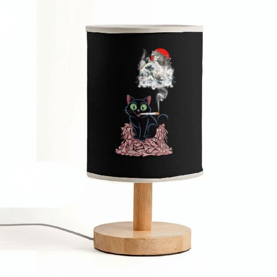 Black Cat Smoking Cigarette Catzilla Fabric Lamps