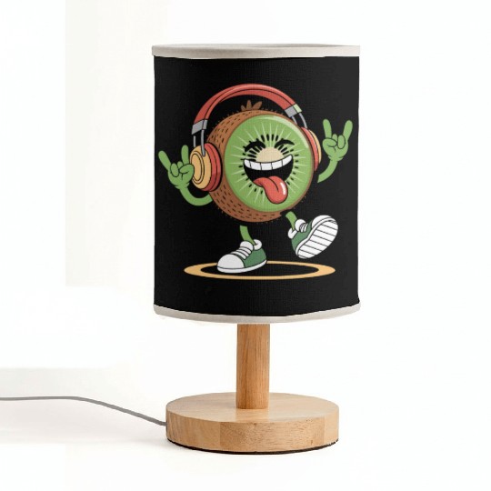Playful Kiwi Cartoon with Headphones Fabric Lamps