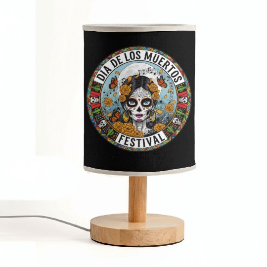 Vibrant Día de los Muertos Skull Fabric Lamps