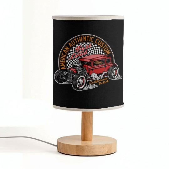 Vintage Hot Rod Car Illustration Fabric Lamps