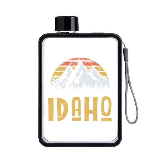 Vintage Retro Id Idaho Us Mountain State Flat Water Bottles