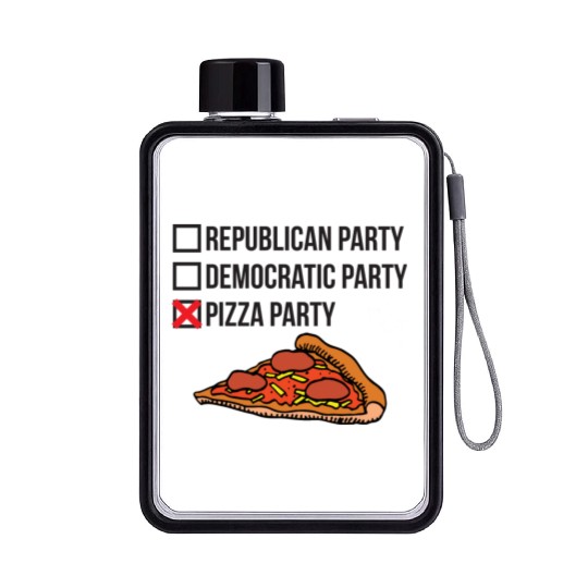 Republican Party vs Democratic Party vs Pizza Part Flat Water Bottles