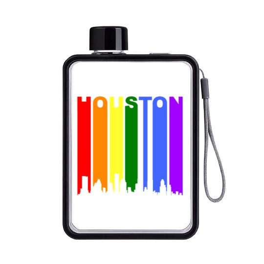 Houston Texas Rainbow Skyline LGBT Gay Pride Flat Water Bottles