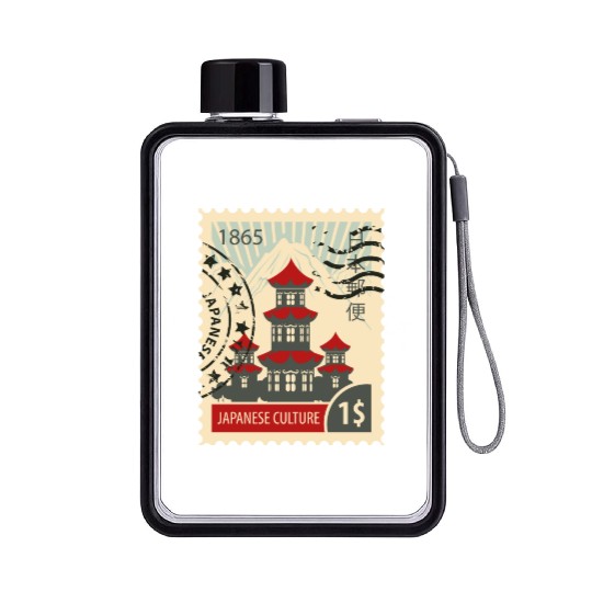 japanese culture stamp Flat Water Bottles