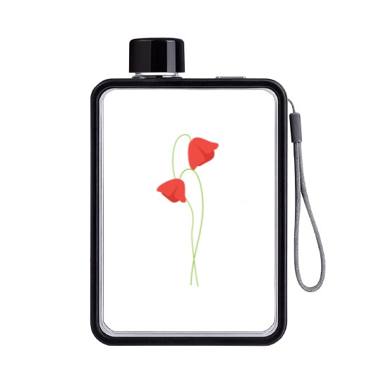 Poppy flower Flat Water Bottles