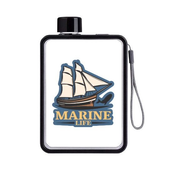 marine life logo Flat Water Bottles