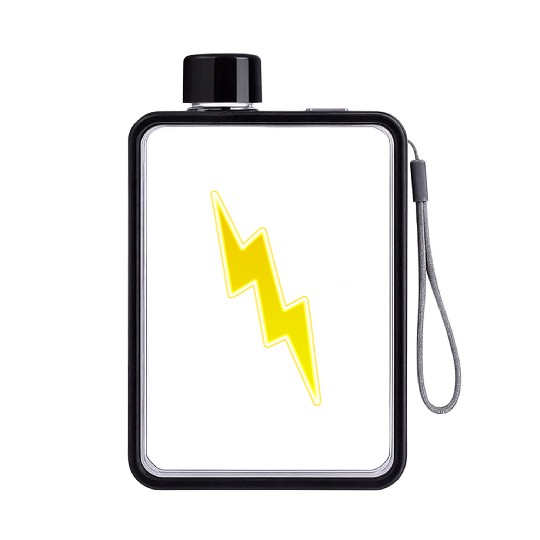 Zap - Yellow Lightning Bolt Flat Water Bottles