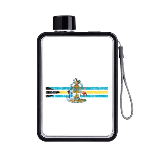 Bahamas Flag Flat Water Bottles - Bahamas Emblem & Bahamas Flag