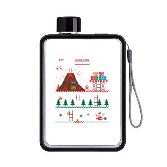 Santa vs Krampus: Merry 8-bit Christmas Flat Water Bottles